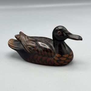 Vintage Plastic Unmarked Duck Decoy Figurine Brown Black Mancave Lakehouse Decor